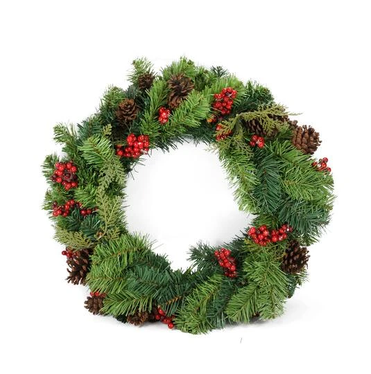 Northlight 24" Red Berry And Pine Cone Artificial Christmas Wreath, Unlit 2 Northlight 24" Red Berry And Pine Cone Artificial Christmas Wreath, Unlit - Image 2