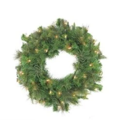 Northlight 36" Pre-Lit Canyon Pine Artificial Wreath With Clear Lights