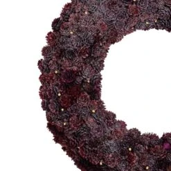 Northlight 18" Wine Burgundy Glitter Pine Cone Artificial Christmas Wreath, Unlit -Northlight Shop D027270S 13