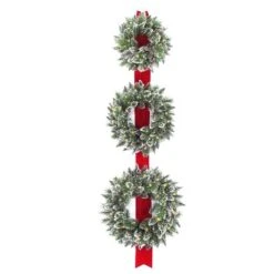 18", 22", & 26" Triple Wreath Door Décor Piece With Warm White Twinkle LED Lights