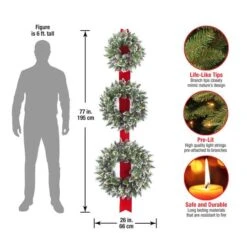 18", 22", & 26" Triple Wreath Door Décor Piece With Warm White Twinkle LED Lights -Northlight Shop D206578S 4