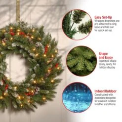 30" Frosted Berry Wreath With 100ct. Clear Lights -Northlight Shop D206605S 15