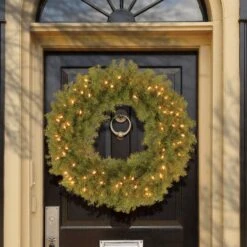 30" Norwood Fir Wreath With 100ct. Warm White Battery Operated LED Lights -Northlight Shop D206617S 2