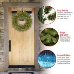 24" North Valley® Spruce Wreath With Dual Color LED Lights -Northlight Shop D206654S 15