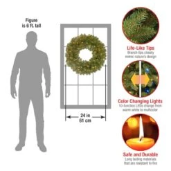 24" North Valley® Spruce Wreath With Dual Color LED Lights -Northlight Shop D206654S 4