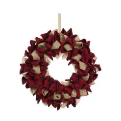 Front Page 12 GlitzhomeĀ® 19" Christmas Plaid Fabric Wreath