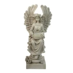 Northlight 17" Peaceful Angel Sitting On A Pedestal Candle Holder Statue