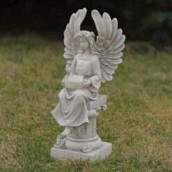 Northlight 17" Peaceful Angel Sitting On A Pedestal Candle Holder Statue -Northlight Shop D236869S 3