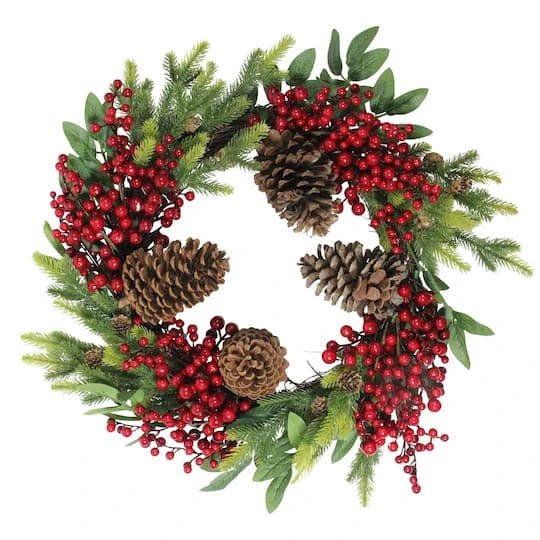 Northlight 22" Red Berry & Pinecone Wreath 3 Northlight 22" Red Berry & Pinecone Wreath - Image 3