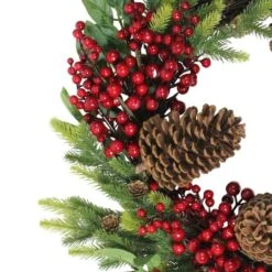 Northlight 22" Red Berry & Pinecone Wreath 11 Northlight 22" Red Berry & Pinecone Wreath -Northlight Shop D237019S 13