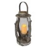 22.5" Round Wooden Lantern With LED Candle