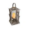 19.5" Wooden Lantern With LED Candle