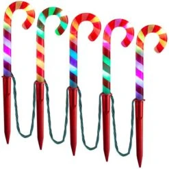 Christmas Enlightened ColorMotion™ Deluxe Candy Cane Pathway Stakes