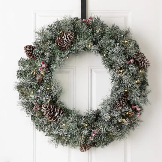 Glitzhome® 24" LED Glittered Pinecone Christmas Wreath 3 Glitzhome® 24" LED Glittered Pinecone Christmas Wreath - Image 3