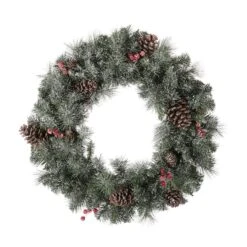 Glitzhome® 24" LED Glittered Pinecone Christmas Wreath 12 Glitzhome® 24" LED Glittered Pinecone Christmas Wreath -Northlight Shop D251177S 3