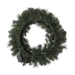 Glitzhome® 24" LED Glittered Pinecone Christmas Wreath 17 Glitzhome® 24" LED Glittered Pinecone Christmas Wreath -Northlight Shop D251177S 8