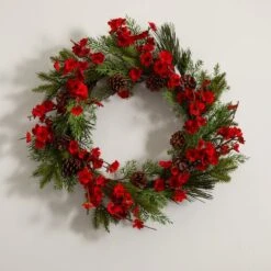 24" Plum Blossom Pine Wreath 11 24" Plum Blossom Pine Wreath -Northlight Shop D251356S 15