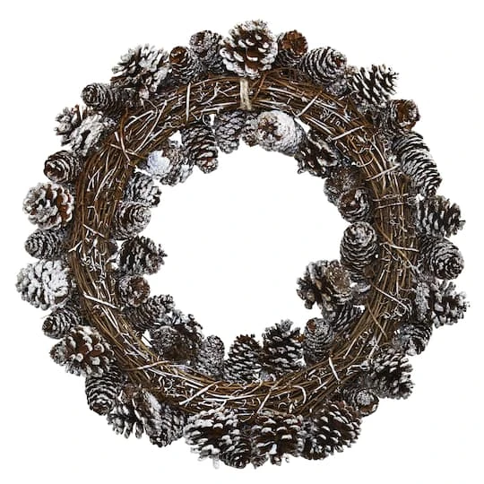 17" Snowy Pinecone Wreath 3 17" Snowy Pinecone Wreath - Image 3