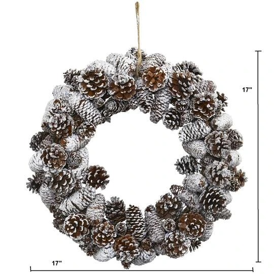 17" Snowy Pinecone Wreath 4 17" Snowy Pinecone Wreath - Image 4
