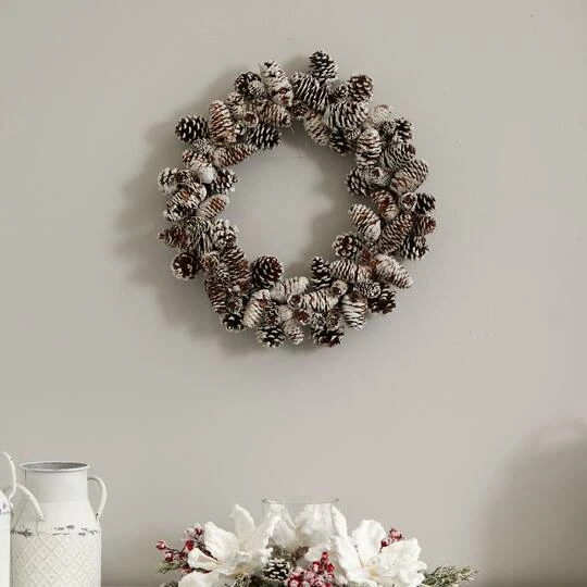 17" Snowy Pinecone Wreath 6 17" Snowy Pinecone Wreath - Image 6
