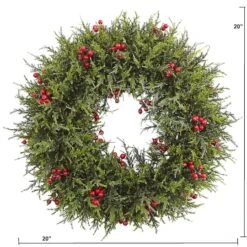 20" Cedar Berry Wreath -Northlight Shop D251359S 14