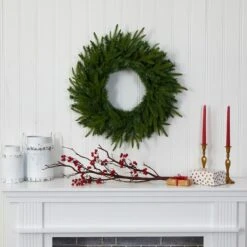 24" LED Long Pine Artificial Christmas Wreath -Northlight Shop D251390S 5