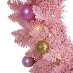 24" LED Pink Artificial Christmas Wreath With Ornaments -Northlight Shop D251392S 3