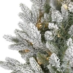 24" LED Flocked Artificial Christmas Wreath -Northlight Shop D251395S 3