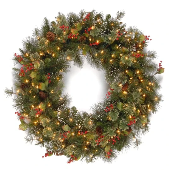 48" Pre-Lit Wintry Pine Wreath 1 48" Pre-Lit Wintry Pine Wreath