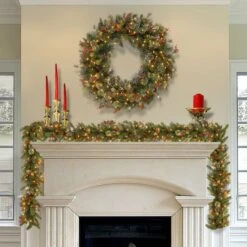 48" Pre-Lit Wintry Pine Wreath 9 48" Pre-Lit Wintry Pine Wreath -Northlight Shop D252293S 2