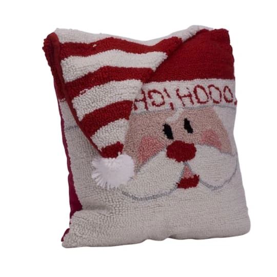 Glitzhome® 14" Hooked 3D Santa Pillow 2 Glitzhome® 14" Hooked 3D Santa Pillow - Image 2