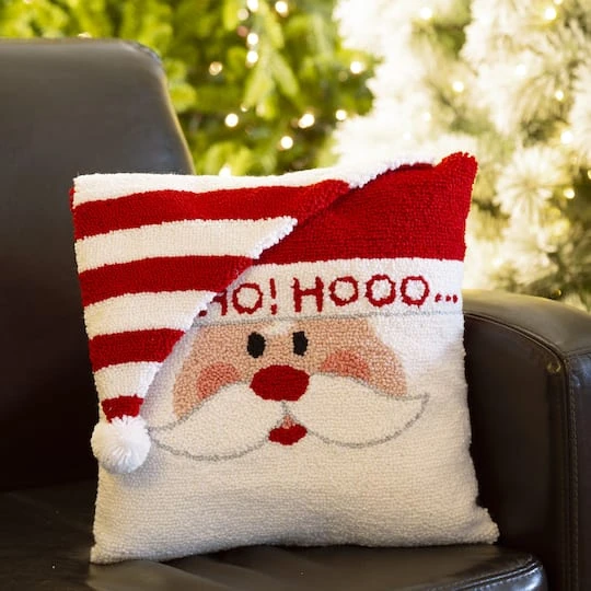 Glitzhome® 14" Hooked 3D Santa Pillow 3 Glitzhome® 14" Hooked 3D Santa Pillow - Image 3