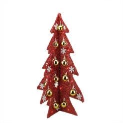 Northlight 2.25ft. Pre-Lit Red Slim Tinsel Christmas Tree With LED Lights -Northlight Shop D253639S 11