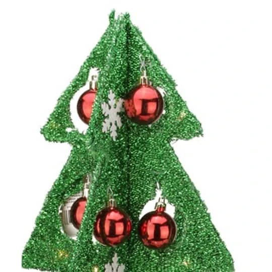 Northlight 2.25ft. Pre-Lit Green & Red Tinsel Christmas Tree With LED Lights 4 Northlight 2.25ft. Pre-Lit Green & Red Tinsel Christmas Tree With LED Lights - Image 4
