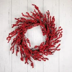 Northlight 22" Red & Brown Berry Christmas Wreath -Northlight Shop D253731S 12