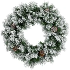 Northlight 24" Flocked Angel Pine & Pinecones Wreath -Northlight Shop D253733S 11