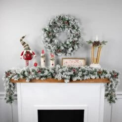 Northlight 24" Flocked Angel Pine & Pinecones Wreath -Northlight Shop D253733S 12