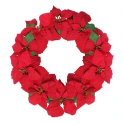 Northlight 24" Red Poinsettia Flower Wreath -Northlight Shop D253752S 11