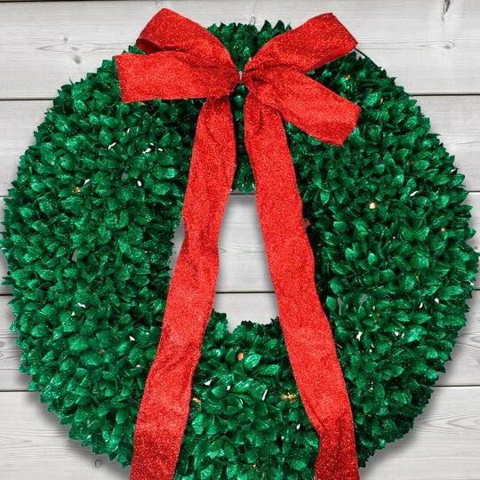 Northlight 28" Pre-Lit Glittered Leaves Artificial Christmas Wreath 7 Northlight 28" Pre-Lit Glittered Leaves Artificial Christmas Wreath - Image 7