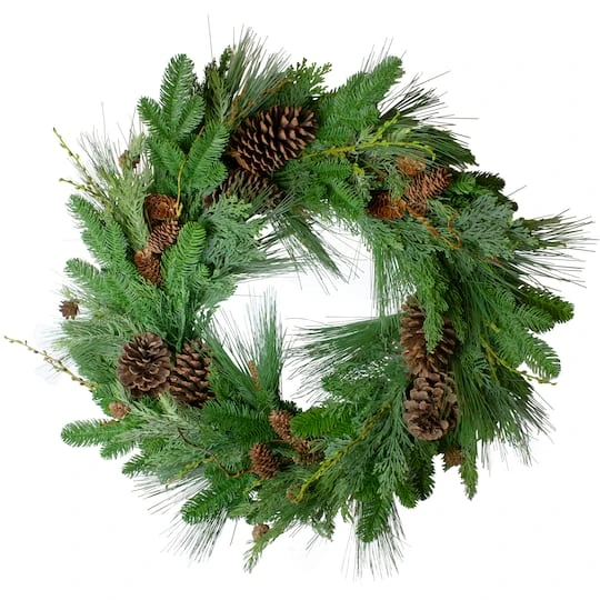 Northlight 32" Cedar & Pinecone Wreath 4 Northlight 32" Cedar & Pinecone Wreath - Image 4