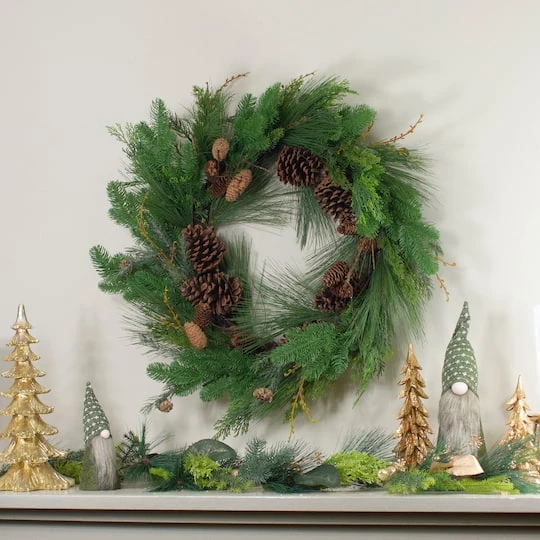 Northlight 32" Cedar & Pinecone Wreath 5 Northlight 32" Cedar & Pinecone Wreath - Image 5