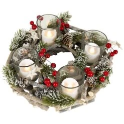 Northlight 10" Frosted Berries & Branches Votive Candle Holder 11 Northlight 10" Frosted Berries & Branches Votive Candle Holder -Northlight Shop D253916S 11