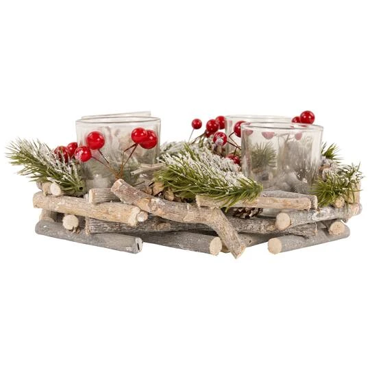 Northlight 10" Frosted Berries & Branches Votive Candle Holder 6 Northlight 10" Frosted Berries & Branches Votive Candle Holder - Image 6