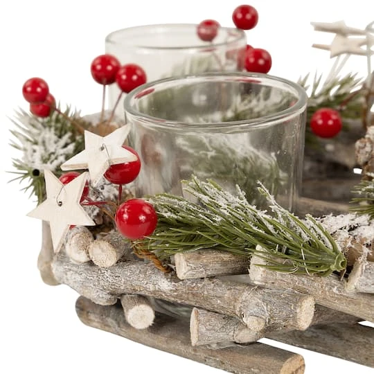 Northlight 10" Frosted Berries & Branches Votive Candle Holder 7 Northlight 10" Frosted Berries & Branches Votive Candle Holder - Image 7