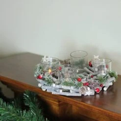 Northlight 10" Frosted Berries & Branches Votive Candle Holder 10 Northlight 10" Frosted Berries & Branches Votive Candle Holder -Northlight Shop D253916S 2