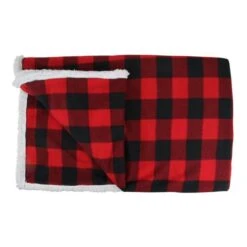 Northlight Black & Red Buffalo Plaid Christmas Throw Cover With Sherpa Backing