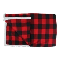 Northlight Black & Red Buffalo Plaid Christmas Throw Cover With Sherpa Backing -Northlight Shop D253945S 11