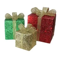 Northlight Red Pre-Lit Glittering Christmas Gift Box Set -Northlight Shop D253967S 11