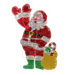 Northlight 4ft. Holographic Lighted Waving Santa Claus Christmas Yard Art Decoration