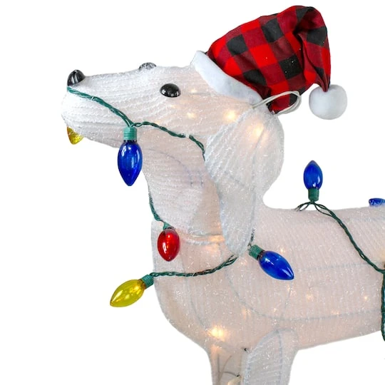 Northlight 3ft. White Lighted Standing Dog Christmas Decoration 6 Northlight 3ft. White Lighted Standing Dog Christmas Decoration - Image 6